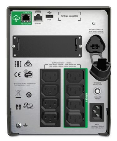 APC 1500VA Smart UPS, 1000 Watts Input 230V Output 230V Interface Port Smart Slot USB